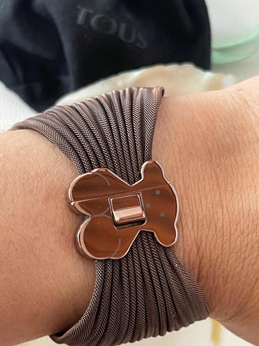 Pulsera Brazalete De Gualla  Marrón , Trancadero En El Logo