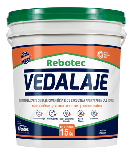 Vedalaje Rebotec Impermeabilizante 15 Kg Para Laje Original