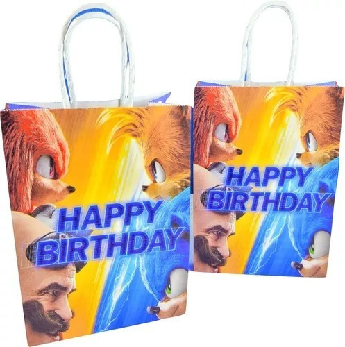 Bolsa De Papel Kraft Para Dulces Sonic, Pack De 12 Bolsas N3