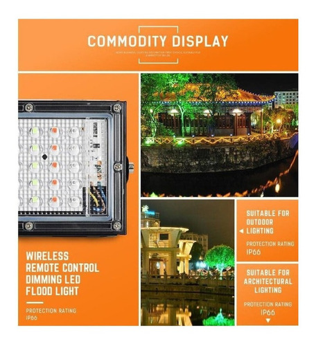 Imagen 4 de 10 de 4packs 50w Led Rgb Luz De Inundación De La Lámpara De Ac