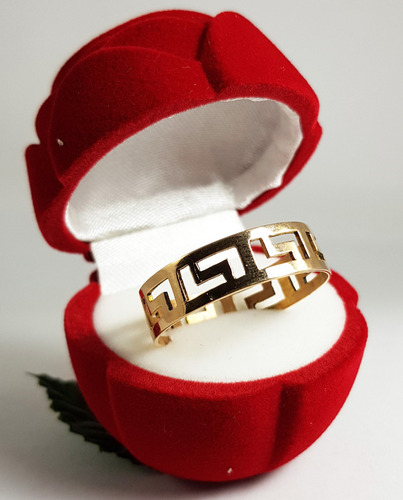 Imagen 2 de 5 de Anillo Oro 18k Guarda Griega Calada 7mm Certificado Jr