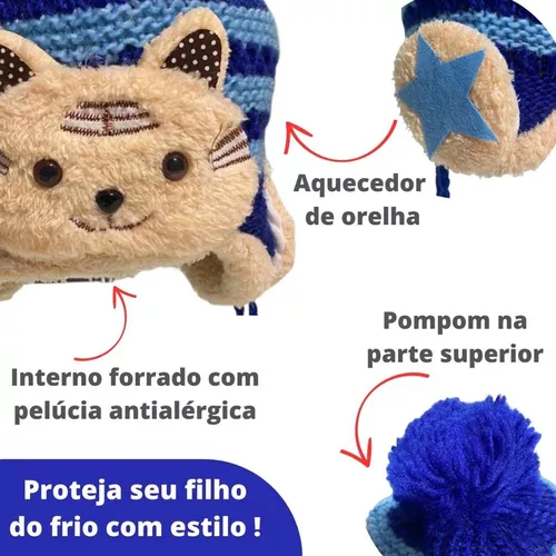 Touca Infantil Bichinhos Quente Gorro Alças Aquecer Criança Pelúcia em  Promoção na Americanas