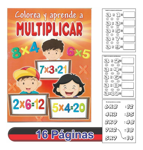 Cuaderno Para Colorear Y Multiplicar - Pinguscolor - Color Naranja claro
