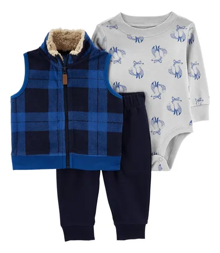 comprar Set 3 Pc Chaleco Con Cuello De Corderito Pantalon Y Body Car
