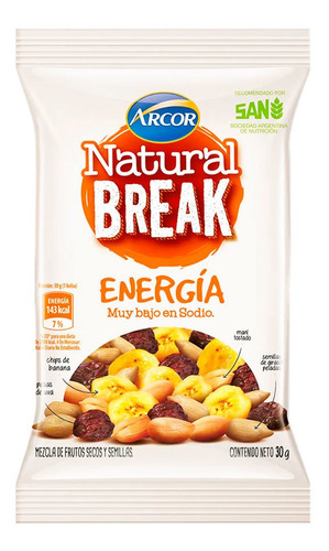 Natural Break Energia Mix Frutos Secos Arcor Caja X 8 Un