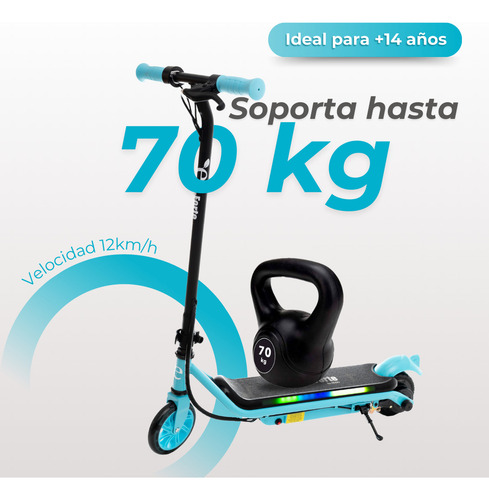 Eco-Forte Patín Eléctrico SG10 Luces Led Color Azul
