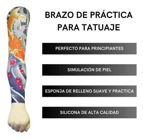 Brazo Práctica Piel Sintética Para Tatuaje De Silicona 63cm