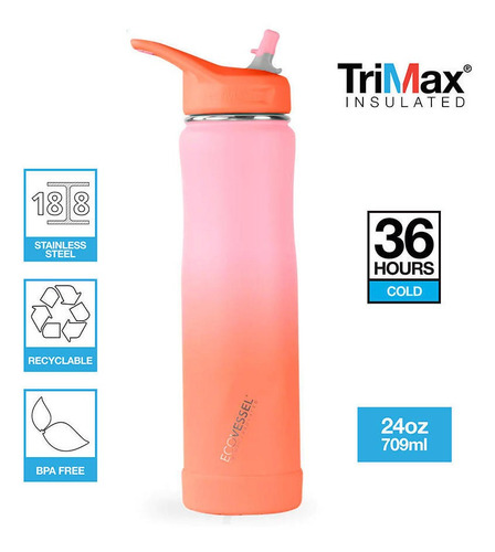 Imagen 2 de 8 de Tomatodo Insulado Summit 709ml Coral/rosa, Ecovessel