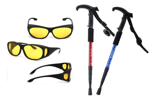 Combo Baston De Aluminio Y Lentes Vision Nocturna Trekking 