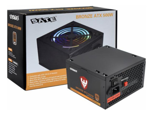 Fonte Bronze Atx 500w Real Satellite Rgb 80 Plus Bronze Cor Preto