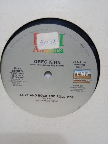 Greg Kihn- Love And Rock And Roll (single, Usa, 1986) Promo