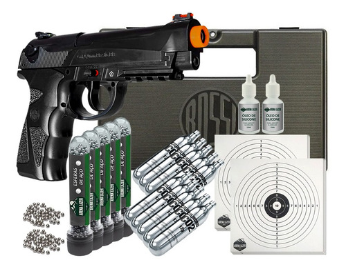 Pistola C12 Airgun 4.5mm + 10 Co2 12g + Esferas Aço E Case