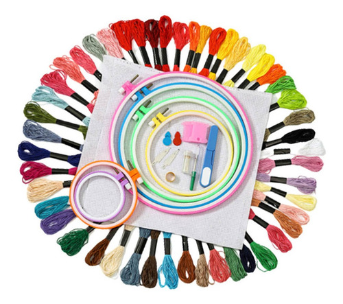 De Herramientas De 6 Aro De Plástico + Hilo De 100 Colores