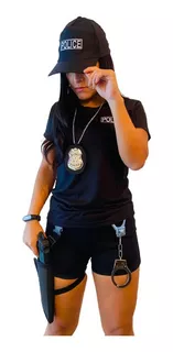 Fantasia Policial Feminina Adulto - Camiseta E Acessórios 