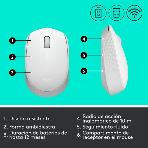 Mouse Inalambrico Logitech M170 Blanco