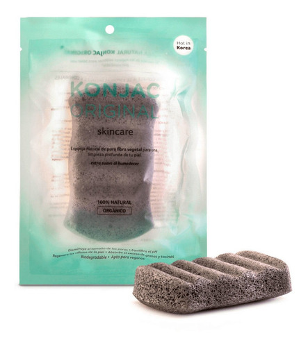 Konjac Esponja Corporal Con Cenizas Activas Bambú Natural