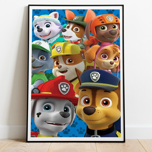 Cuadro Paw Patrol 50x70cm Marco + Lamina Series 01 Infantil