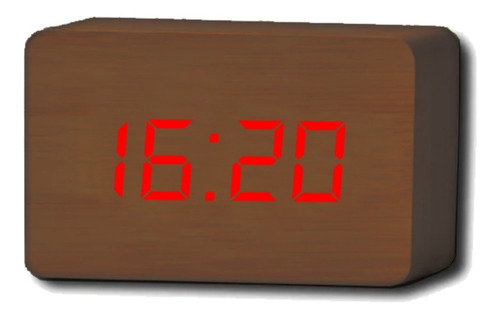 Reloj de mesa  despertador  digital MAS Accesorios Reloj Digital Madera  color café/rojo 
