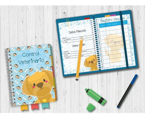 Control Veterinario Imprimible Perro Cuaderno Azul Libreta