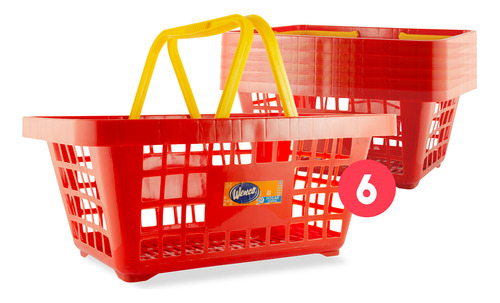Canasto Compras Supermercado X6 Con Manijas Multiuso Wenco
