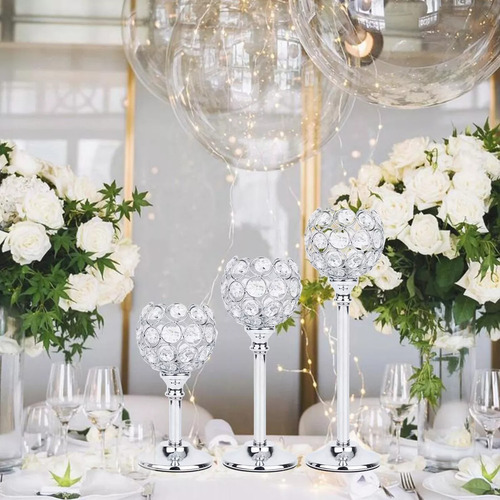 2 Candelabros De Cristal Para Centro De Mesa De Boda Color Plateado