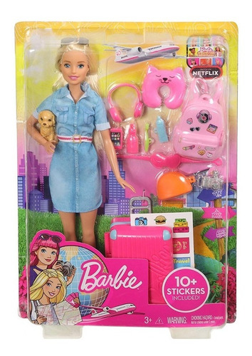 Barbie Vamos De Viaje Con Accesorios Viajera Mattel Fwv25
