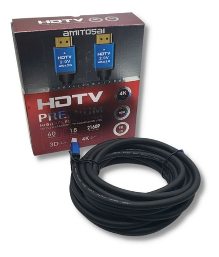 Cable Hdmi A Hdmi 10 Metros 3d V2.0 4k Full Hd Ficha Oro Mr0