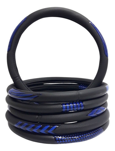Cubre Volante Desing Reflex Azul 38cm -estilo Y Diseño- Negro