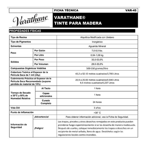 Imagen 5 de 5 de Tinte Para Madera Varathane Color Intenso Seca En 1 H 946 Ml