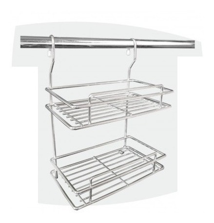 Imagen 3 de 4 de Estante Doble Para Barral Cromado 27x19x38cm Soldart