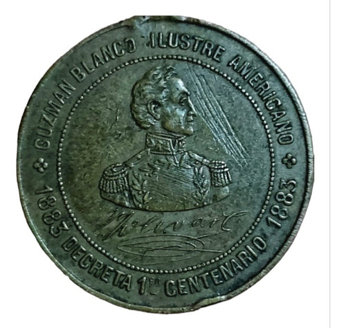 Medalla Conmemorativa Nacimiento De Bolivar Año 1883 