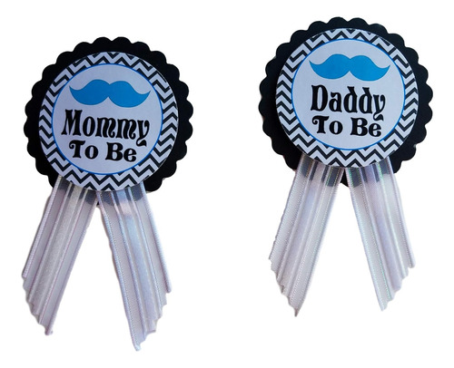 Little Man Mommy &amp; Daddy To Be Pin Bigote Baby Show...