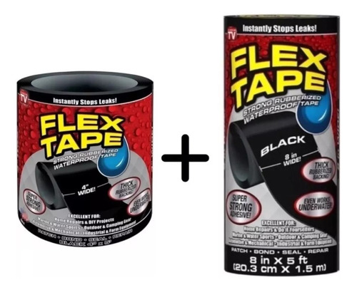 2 Cintas Flex Tape Grande Y Chica Tapa Fugas Resistente