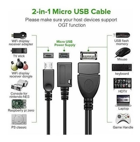 Adaptador 2 En 1 Micro Usb A Usb (cable Otg+cable De Aliment