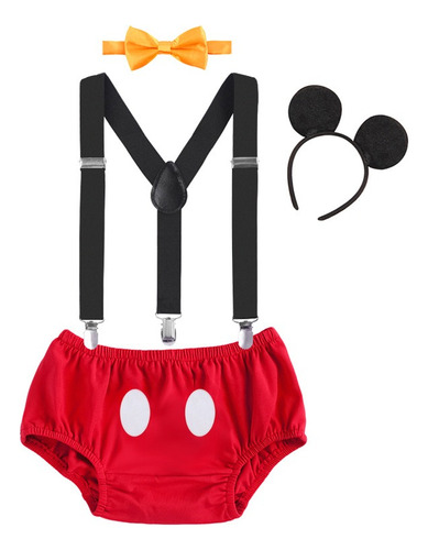 Disfraces De Mickey Mouse Para Bebés Niños Accesorios Para Fotos De Primer Cumpleaños Pajarita Con Tirantes