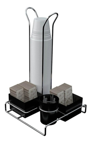 Imagem 2 de 6 de Organizador Com Porta Copos Para Chá Café Cor Preto Stolf