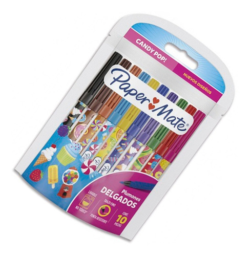 Plumones Delgados Paper Mate Candy Pop 10 Pz
