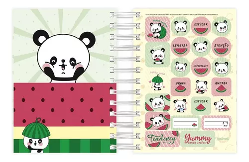 Agenda 2024 Spiral Mini PANDA 2024 color verde con diseño Panda