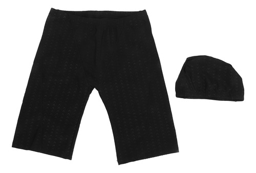 Pantalones Cortos De Baño Negros Para Hombre Y Gorra, Imperm