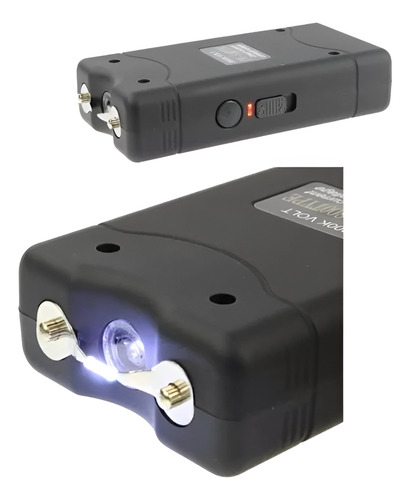 Chicharra Eléctrica Recargable Con Linterna Defensa Personal Negro