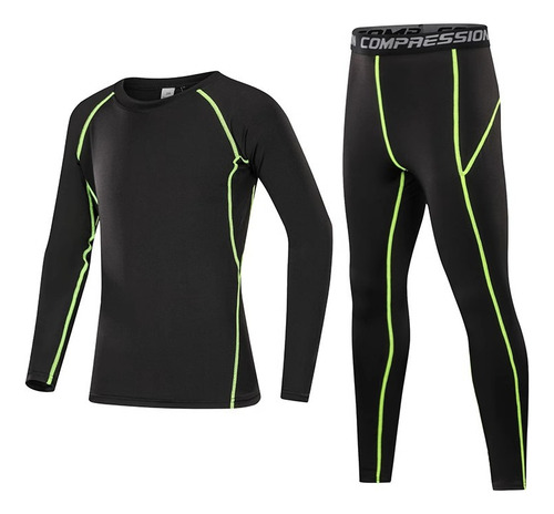 Set De Dos Piezas De Malla Negra Y Verde - Child Code