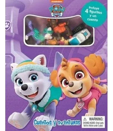 Libro Paw Patrol Cuentos Y Avenguras Incluye 4 Figuritas