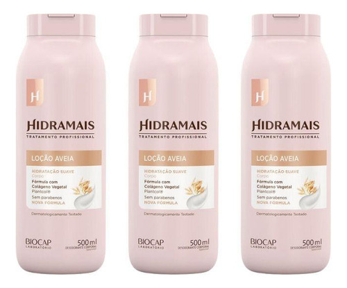  Hidratante Corporal Hidramais 500ml Aveia - Kit Com 3un