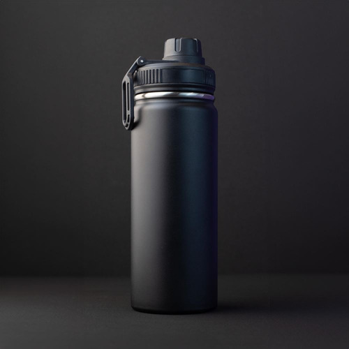 Garrafa Com Alça E Bico 780ml Em Aço Inox Preta Preto