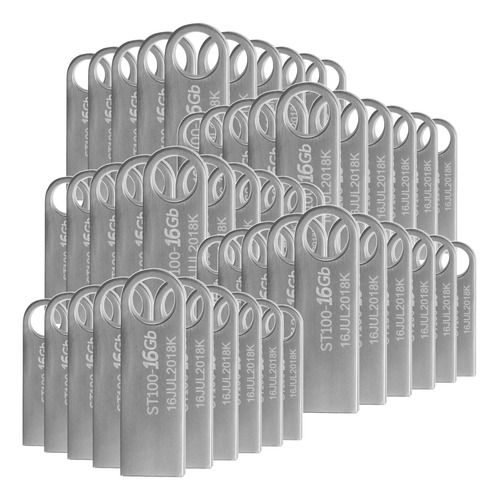 Kit De 50 Memorias Usb 16gb Stylos St100 16gb 2.0 Plateado