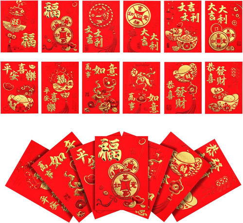 36 Sobres Rojos Chinos, Sobres Rojos De Año Nuevo Lunar Chin