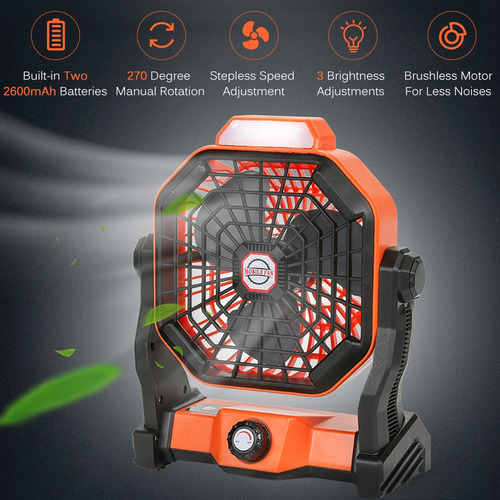Imagen 5 de 9 de Ventilador Portátil Recargable De Linterna De Camping Girato