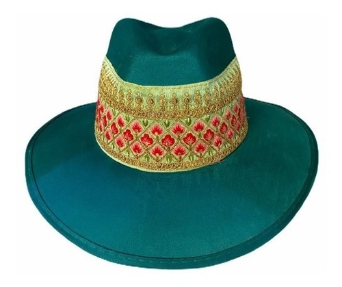 Sombrero Verde Esmeralda Indiana Elaborado Artesanalmente