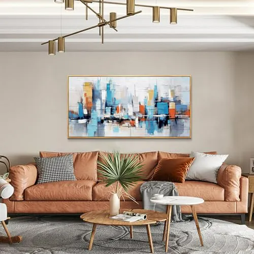 Cuadro Grande De Lienzo Para Sala, Decoración Urbana Abstrac