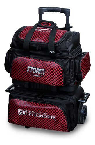Bolsa De Bolos A Cuadros Negra Y Roja Storm 4 Bolas